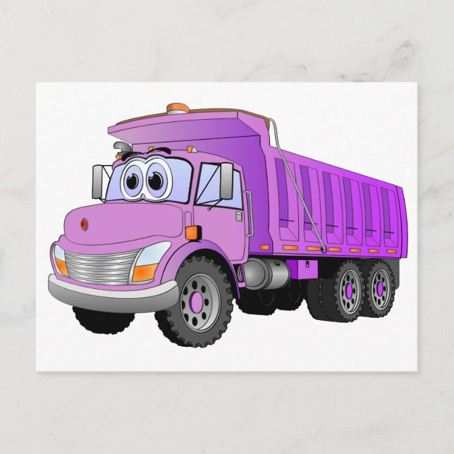 Purple Dump Truck Cartoon Postcard (Front)
