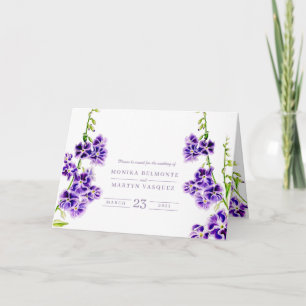 Purple duranta sky flower watercolor art wedding programme
