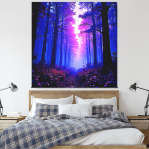 Purple Dusk Woods: Surreal Art Canvas Print
