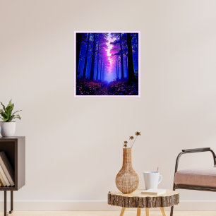 Purple Dusk Woods: Surreal Art Poster