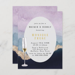 Purple Dusty Blue Agate Brunch & Bubbly Invitation
