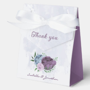 Purple dusty blue floral wedding favour box