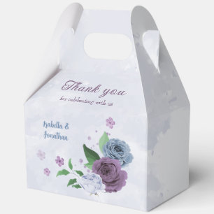 Purple dusty blue floral wedding  favour box