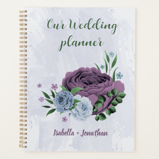 Purple dusty blue floral wedding planner (Front)