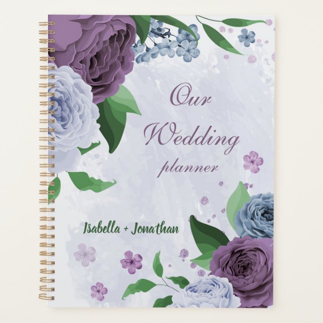 Purple dusty blue floral wedding planner (Front)