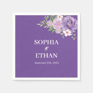 Purple Dusty Rose Floral Wedding Napkin