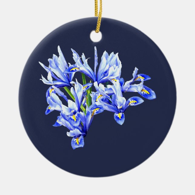 Purple Dwarf Iris Heart Ceramic Tree Decoration (Front)