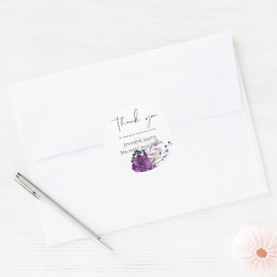 Purple Dynasty Dark Floral Budget Wedding Item Classic Round Sticker