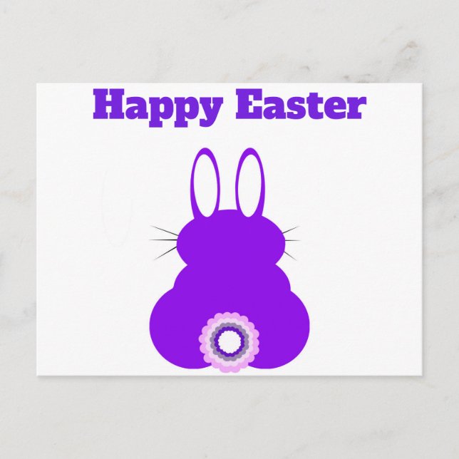 Purple Easter Bunny Postcard (Front)