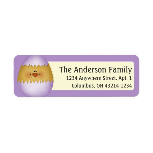 Purple Easter Egg Chick Return Address Labels (Front)