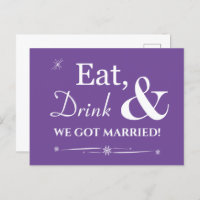 Purple Eat Drink We Got Married Retro Elopement