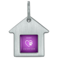Purple Eat Play Love Custom Dog Name ID Tag