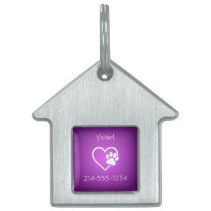 Purple Eat Play Love Custom Dog Name ID Tag