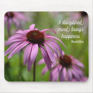 Purple Echinacea Cone Flowers Motivational Mouse Mat