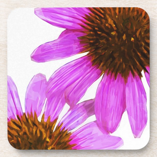Purple Echinacea Flower Abstract Coaster (Front)