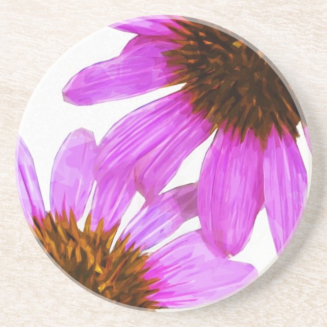Purple Echinacea Flower Abstract Coaster (Front)