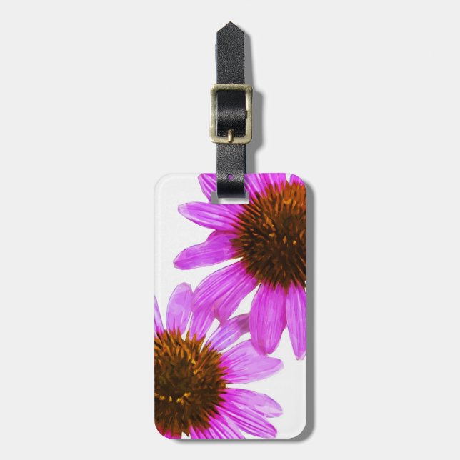 Purple Echinacea Flower Abstract Luggage Tag (Front Vertical)