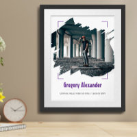 Purple Edgy Abstract Brushstroke Photo Graduation