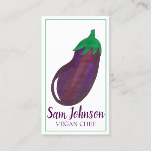 Purple Eggplant Aubergine Vegetable Vegan Chef Business Card