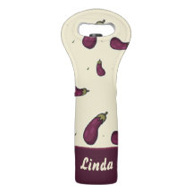 Purple eggplants on yellow