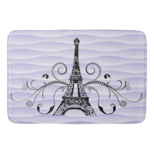 Purple Eiffel Towel Flourish Bath Mat