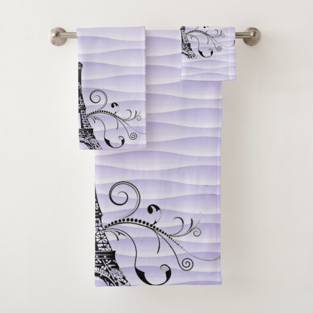 Purple Eiffel Towel Flourish Towel Set (Insitu)