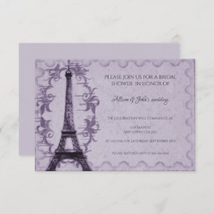 Purple Eiffel Tower Bridal Shower Invitation