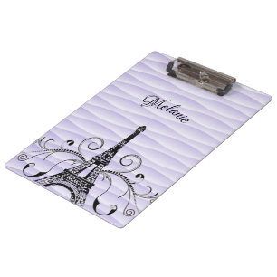 Purple Eiffel Tower Flourish Clipboard