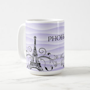 Purple Eiffel Tower Flourish Coffee Mug