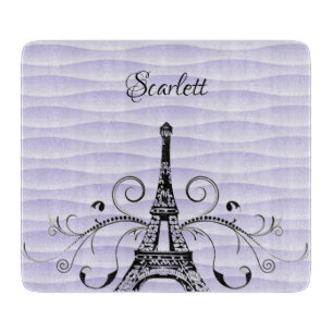 Purple Eiffel Tower Flourish Cutting Board