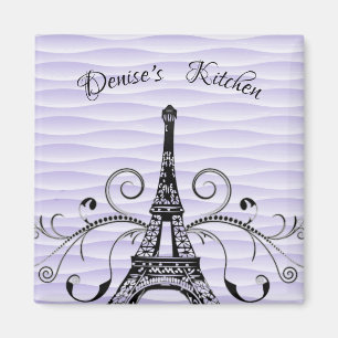 Purple Eiffel Tower Flourish Magnet