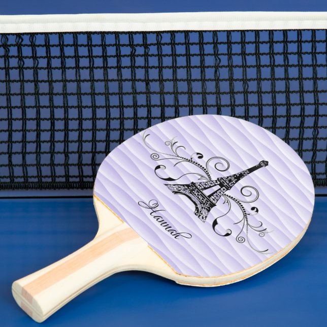 Purple Eiffel Tower Flourish Ping Pong Paddle (Insitu)