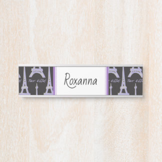 Purple Eiffel Tower Personalised Paris Plaque Door Sign