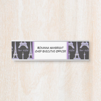 Purple Eiffel Tower Personalised Paris Plaque Door Sign