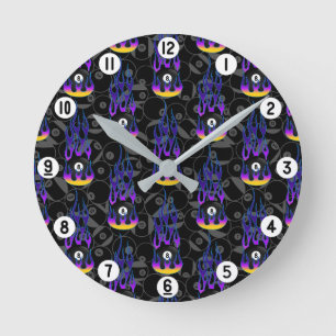 Purple Eight Ball Round Clock