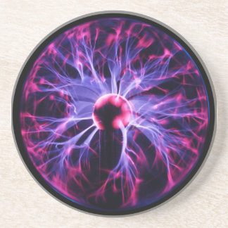 Purple Electricity Eminating from a Plasma Lamp Coaster