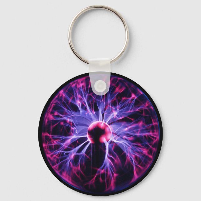 Purple Electricity Eminating from a Plasma Lamp Key Ring (Front)