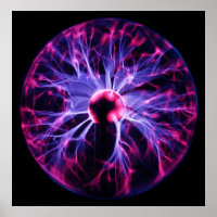Purple Electricity Eminating from a Plasma Lamp