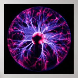 Purple Electricity Eminating from a Plasma Lamp Poster