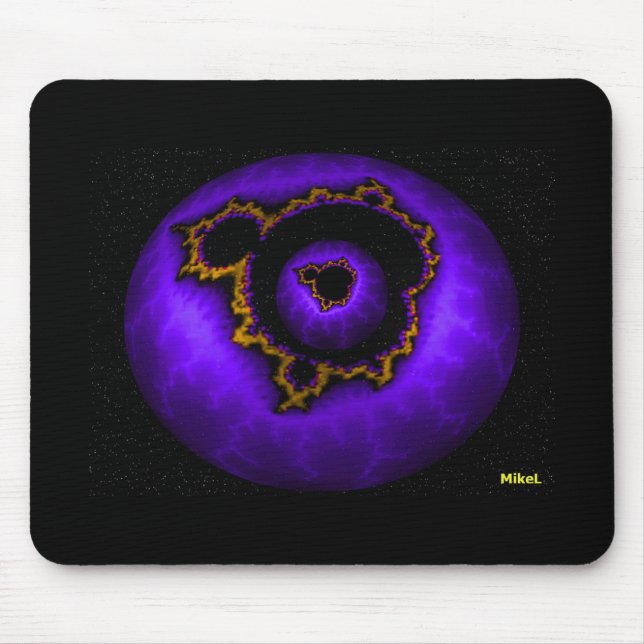 Purple Electrified Mandelbrot In A Mandelbrot Mouse Mat (Front)