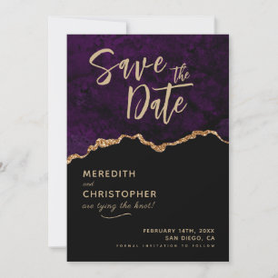 Purple Elegance Agate Save the Date