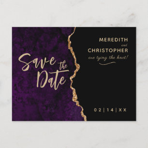 Purple Elegance Agate Wedding Save the Date Announcement Postcard