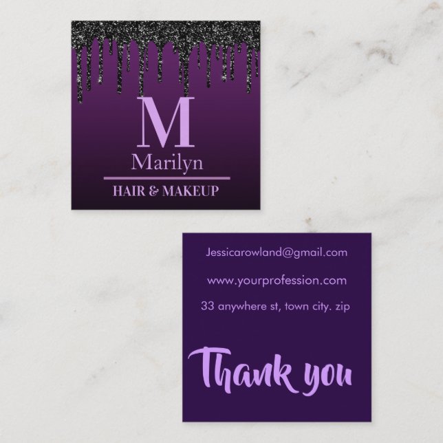 PURPLE ELEGANCE HALLOWEEN   SQUARE BUSINESS CARD (Front/Back)