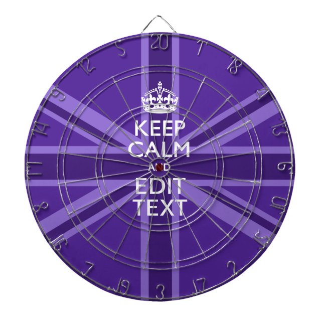 Purple Elegance Keep Calm Your Text Union Jack Dartboard (Front)