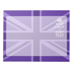 Purple Elegance Keep Calm Your Text Union Jack Notepad