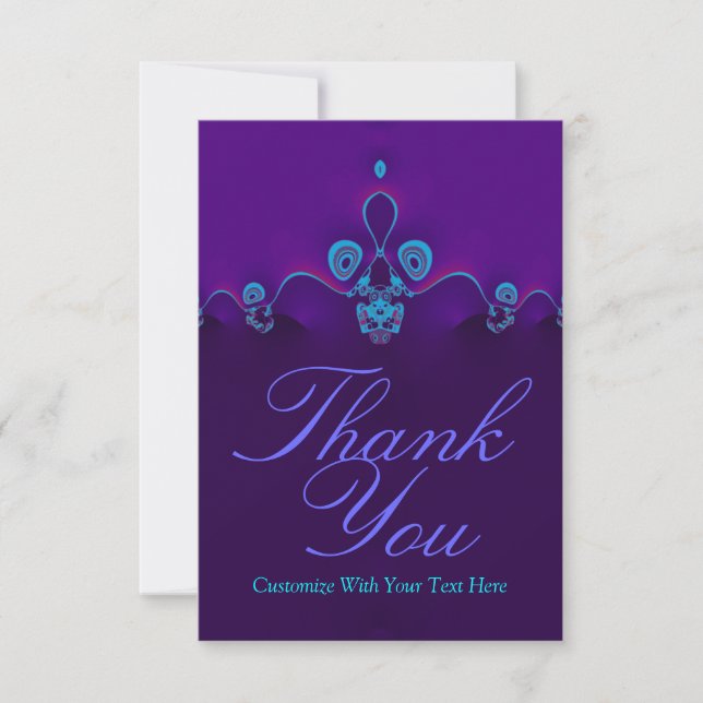 Purple Elegance Thank You Note Invitation (Front)