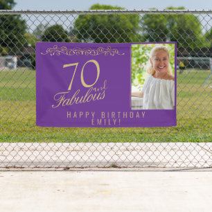 Purple Elegant 70 and Fabulous Birthday Photo Banner