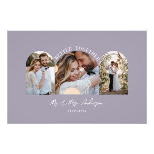 Purple elegant arch multi photo wedding decor