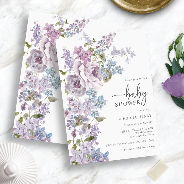 Purple Elegant Baby Shower Invitation (Purple Elegant Baby Shower Invitation)