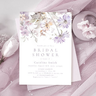 Purple Elegant Botanical Floral Boho bridal shower Invitation